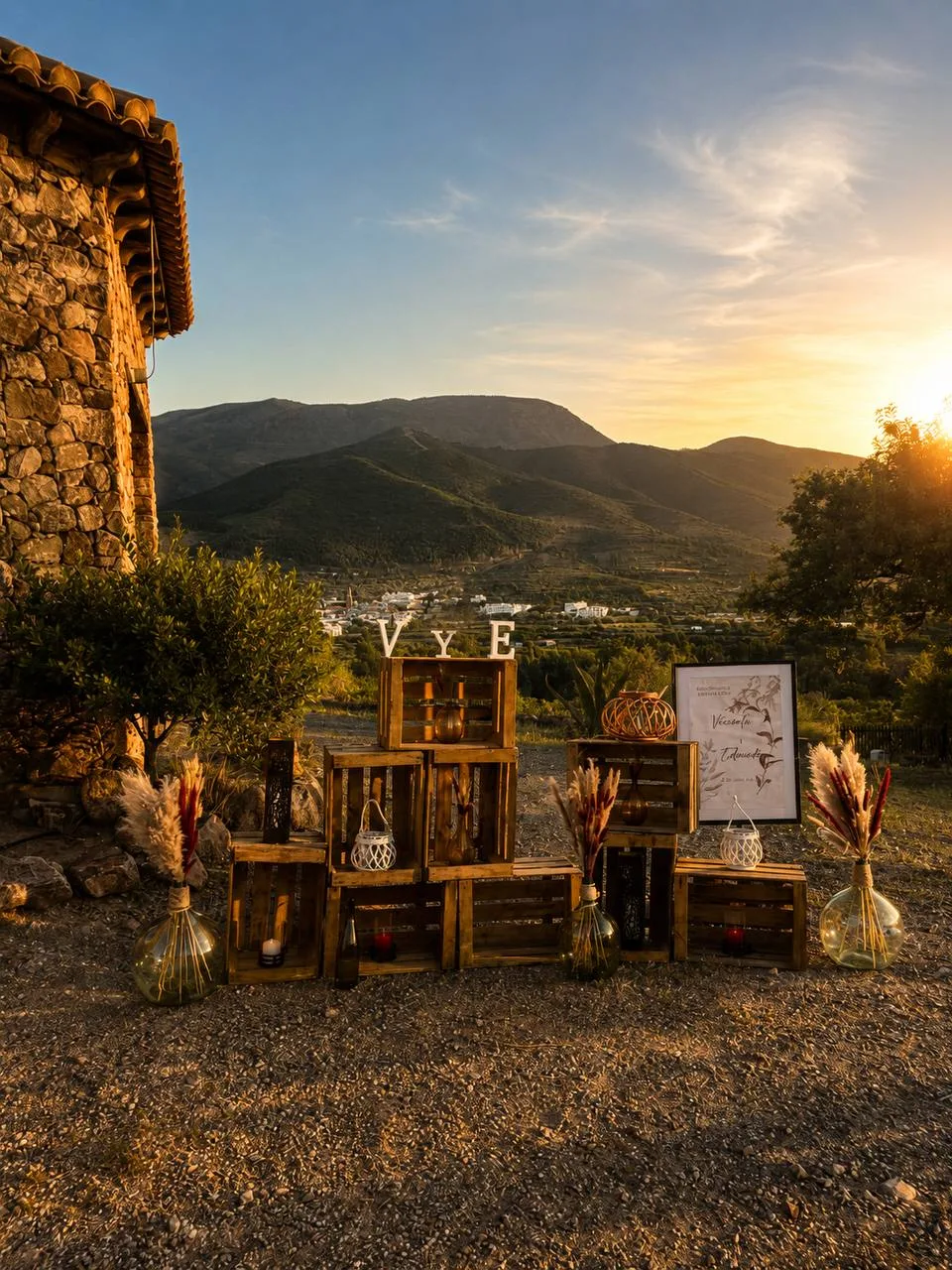 Ceremonia y boda al atardecer